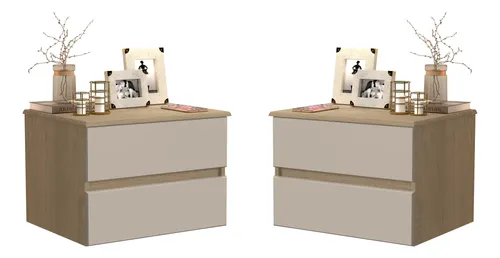 Kit Mesa De Cabeceira Mudo Toquio Suspensa 2 Gavetas